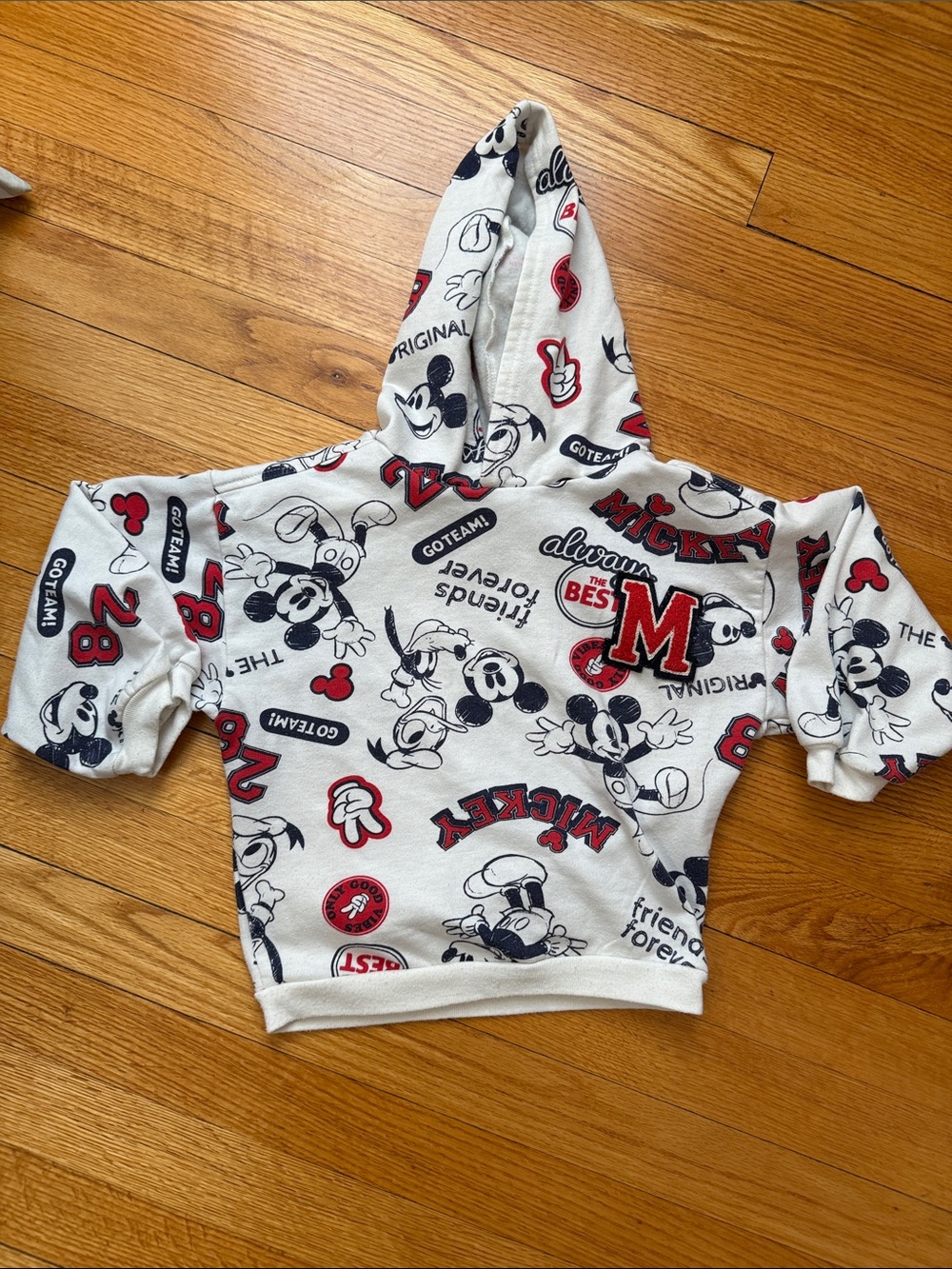 Disney White, Red & Black Mickey Print Kids Hoodie